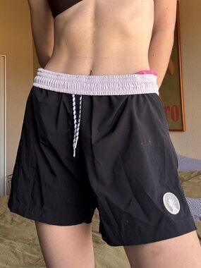 chubbies Black Athletic Shorts with White Waistband